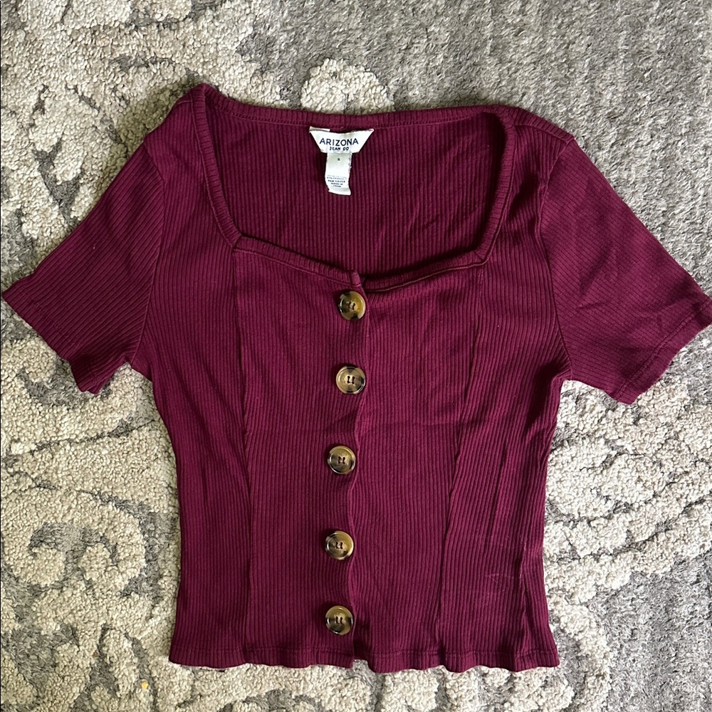 Arizona Jean Company Burgundy Button-Up Top